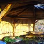 Charcoal hut low sun