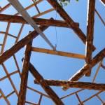 Reciprocal roof frame under construction